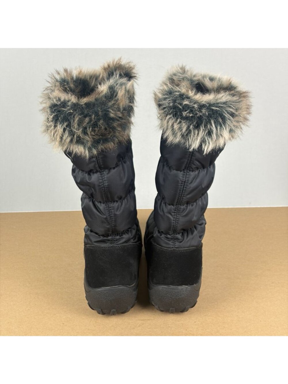 Spring Step Vanish Waterproof Puffer Boots Womens 7.5/8 Black Side Zip Faux Fur - Picture 4 of 8